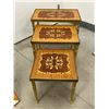 Image 2 : Vintage Italian Marquetry Nesting Tables - Largest approx: 12 x 20 & 17.25"T