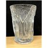 Image 1 : Amazing Large Frosted Glass Embossed Forest / Trees Vase 10.25"T & 7.5"W