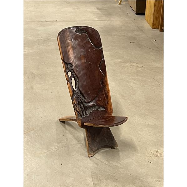 Unusual Carved Wood Chair - sits quite low - see all photos