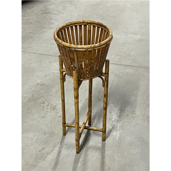 Bamboo / Wicker 2 Pc Plant Stand - approx: 28"T 12"W