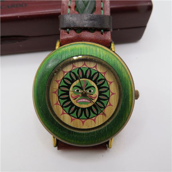 OSCARDO Sun-Faced watch with leather straps - see description and photos, no COA
