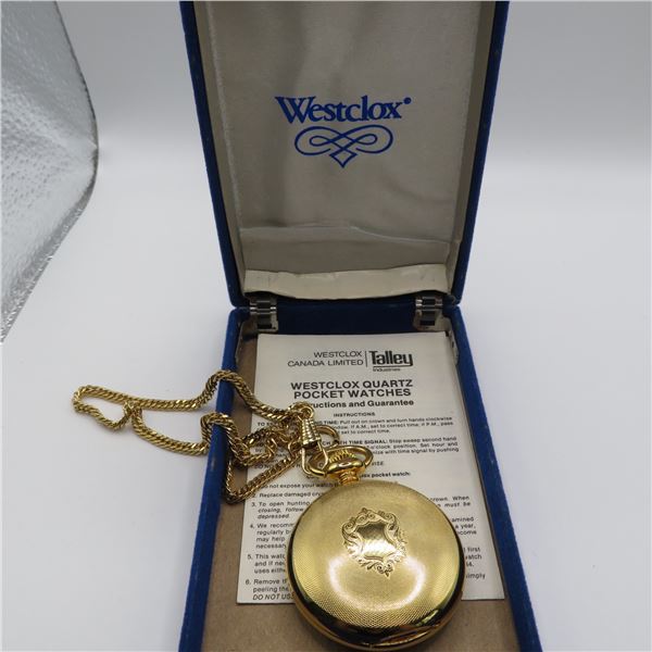 Vintage WESTCLOX pocket watch in original box.  Not currently working, maybe needs battery?