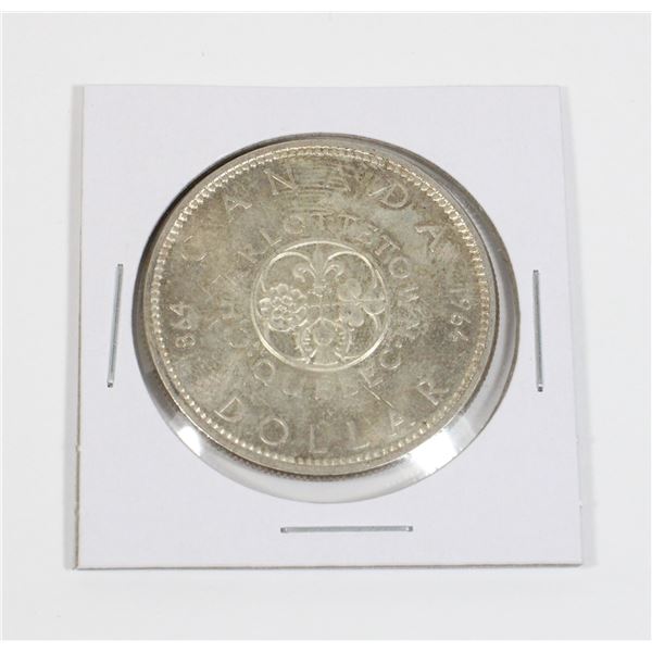 #43 1964 CANADA QUEBEC ONE DOLLAR SILVER COIN