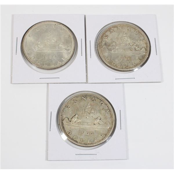 #45 3 1966 CANADA VOYAGUER ONE DOLLAR SILVER COINS