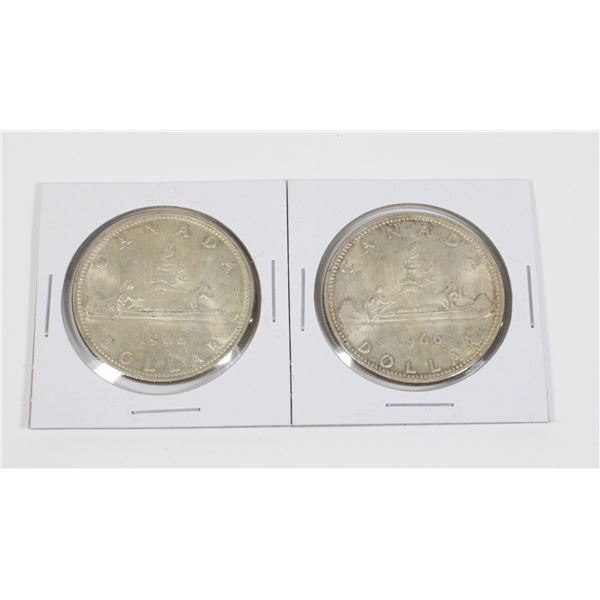 #46 2 1966 CANADA VOYAGUER ONE DOLLAR SILVER COINS