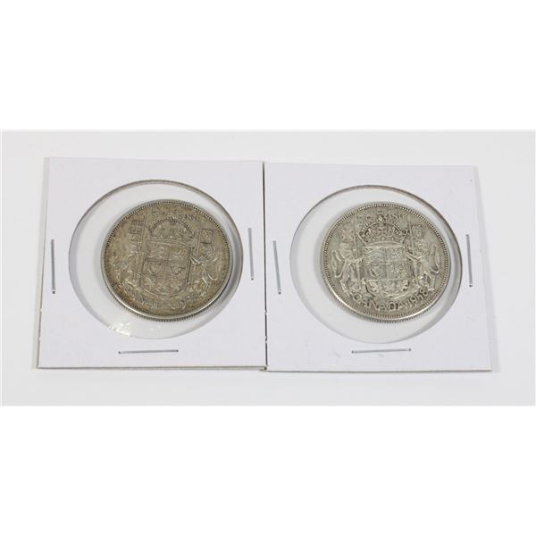 #56 1958 CANADA 1952 SILVER 50 CENT COIN LOT OF 2