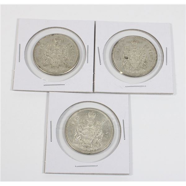 #57 1961 CANADA 1952 SILVER 50 CENT COIN LOT OF 3