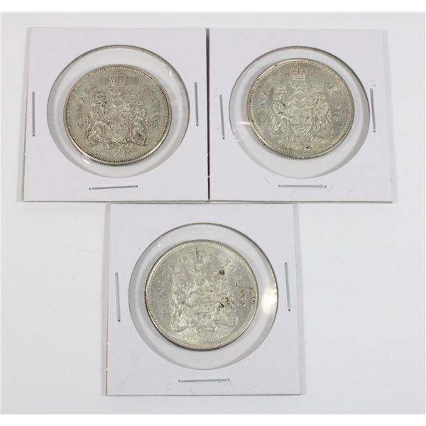 #58 1962 CANADA 1952 SILVER 50 CENT COIN LOT OF 3