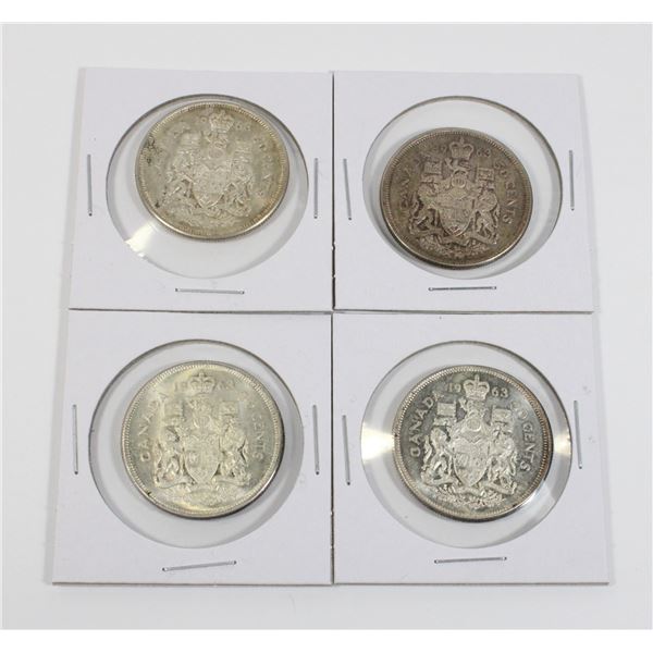 #59 1963 CANADA 1952 SILVER 50 CENT COIN LOT OF 4