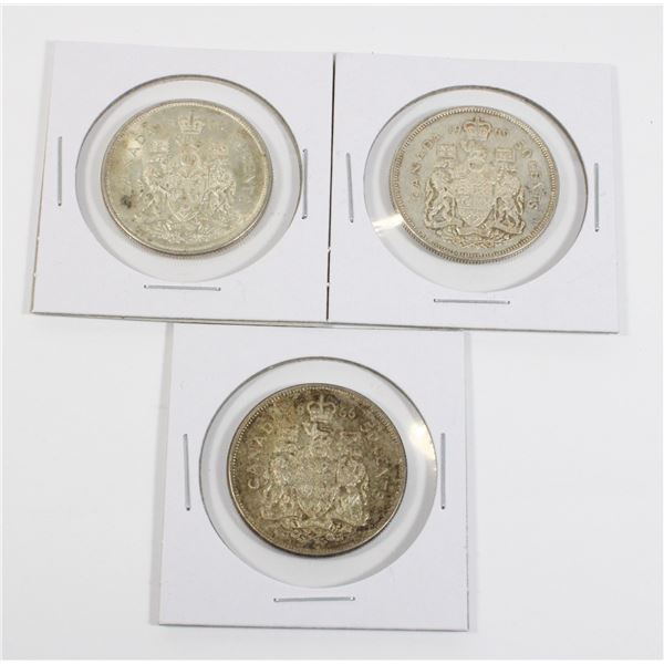 #62 1966 CANADA 1952 SILVER 50 CENT COIN LOT OF 3
