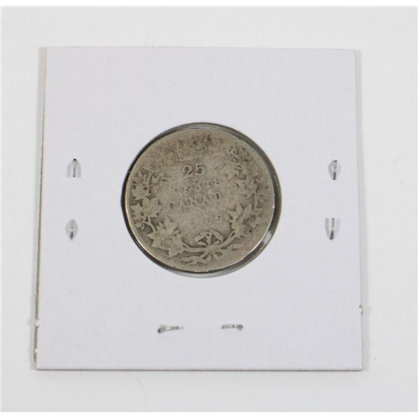 #64 1909 CANADA 25 CENTS SILVER QUARTER COIN