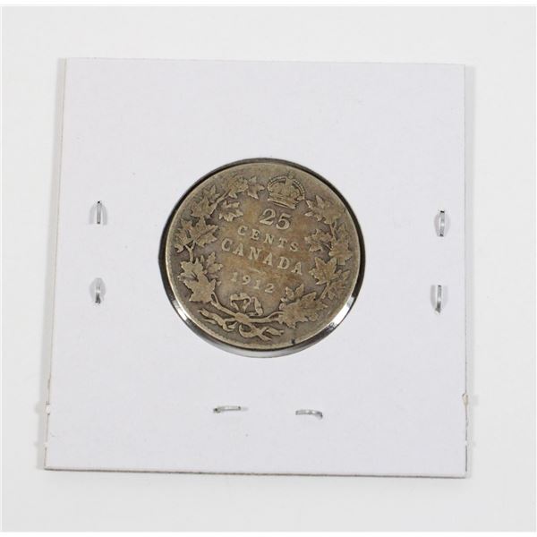#67 1912 CANADA 25 CENTS SILVER QUARTER COIN