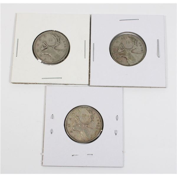 #72 WW2 1942 CANADA 25 CENTS SILVER QUARTER COINS