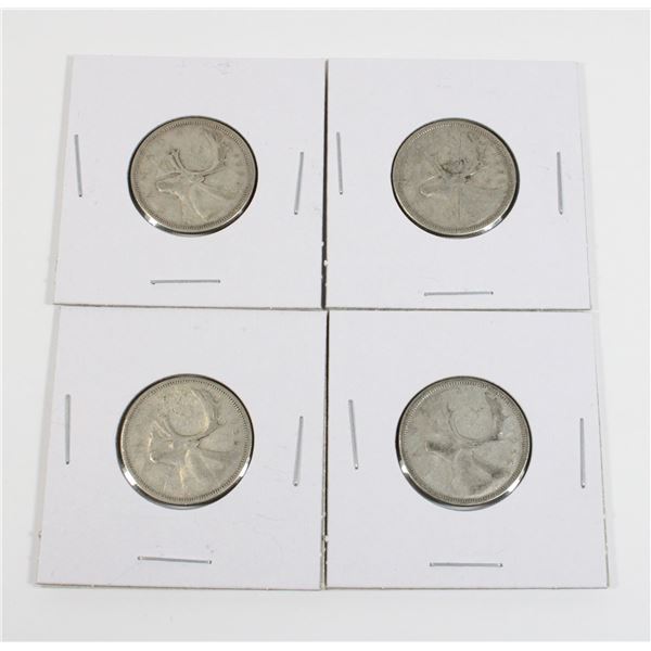 #83 1956 CANADA 25 CENTS SILVER QUARTER COINS LOT