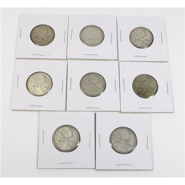 #87 1960 CANADA 25 CENTS SILVER QUARTER COINS LOT