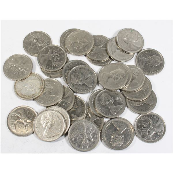 #95 LARGE LOT 32 1968 CANADA NON-SILVER QUARTERS