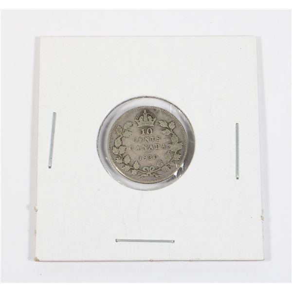 #100 1930 CANADA 10 CENTS SILVER COIN DIME