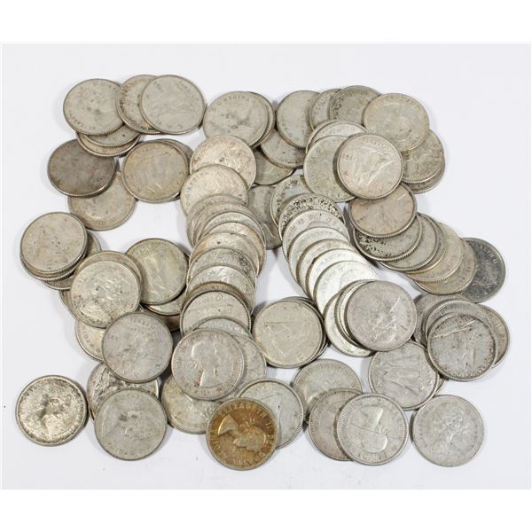 #107 LOT OF 89 CANADA 10 CENT SILVER DIMES 1960-68