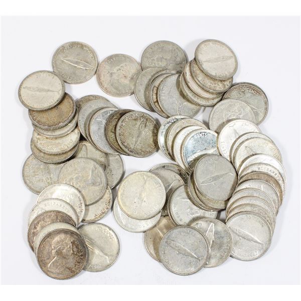 #108 LOT OF 63 1967 CANADA 10 CENT SILVER DIMES