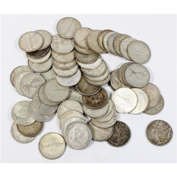 #109 LOT OF 64 1967 CANADA 10 CENT SILVER DIMES