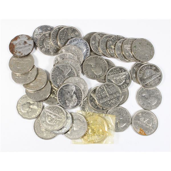 #117 LARGE LOT CANADA 5 CENT COIN NICKELS ASSORTED