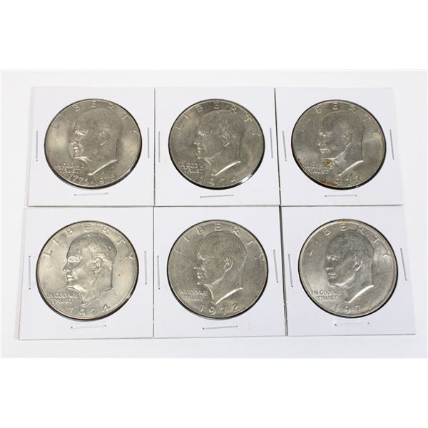 #121 LOT OF 6 UNITED STATES ONE DOLLAR COINS 1970S
