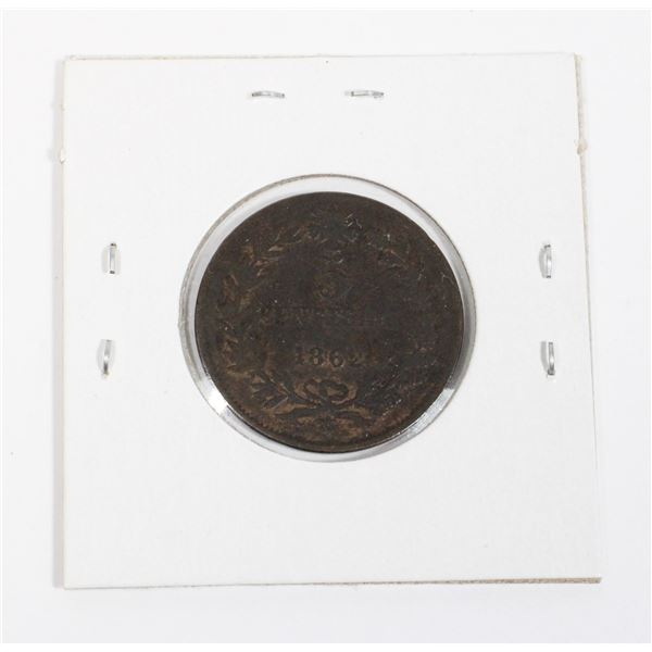 #122 1862 ITALY 5 CENTESIMO COIN 5 CENTS ANTIQUE