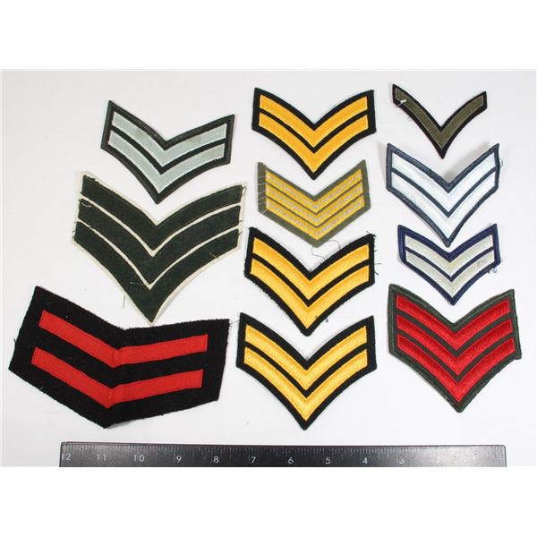 #245 ASSORTED LARGE LOT 11 MILITARY CHEVRON RANK