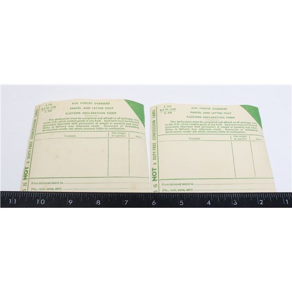 #271 WW2 HM FORCES OVERSEAS CUSTOMS FORM