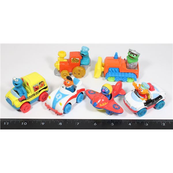 #502 LOT OF 6 SESEAME STREET CHARACTER VEHICLES