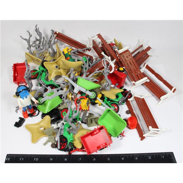 #538 LARGE PLAYMOBIL LOT LUMBERJACKS CHAINSAWS