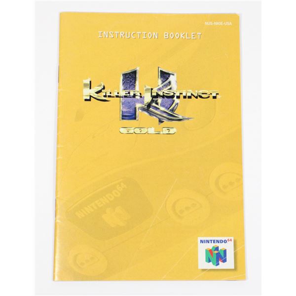 #593 N64 NINTENDO 64 KILLER INSTRINCT GOLD MANUAL