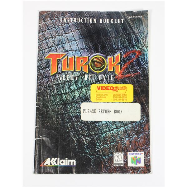 #594 N64 NINTENDO 64 TUROK 2 SEEDS OF EVIL MANUAL