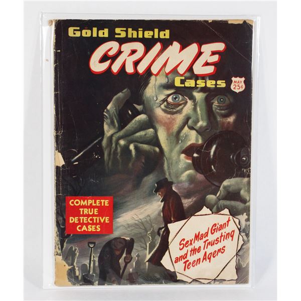 #730 RARE GOLD SHIELD CRIME CASES #1 1948 MAGAZINE