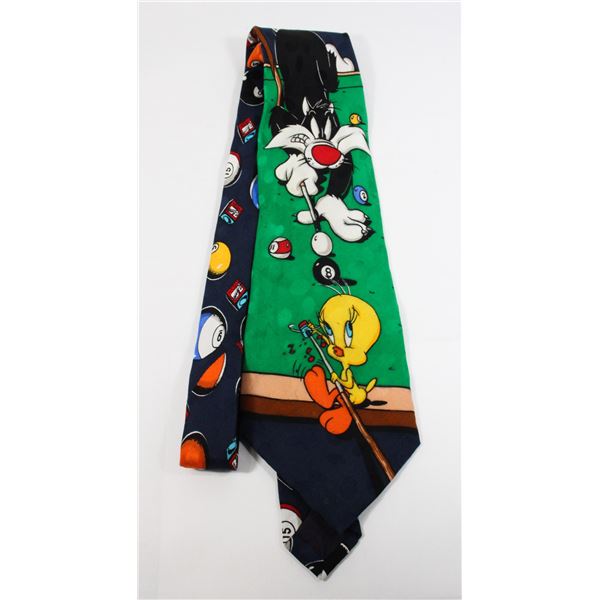 #805 VINTAGE MEN'S TIE WB LOONEY TUNES POOL