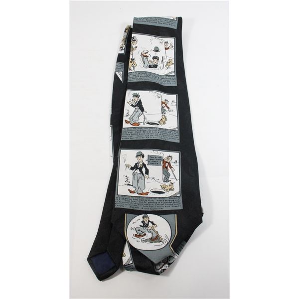 #812 VINTAGE MEN'S TIE CHARLIE CHAPLIN CARTOON