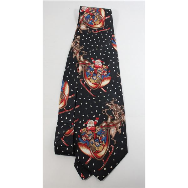 #821 VINTAGE MEN'S TIE CHRISTMAS SANTA'S SLEIGH
