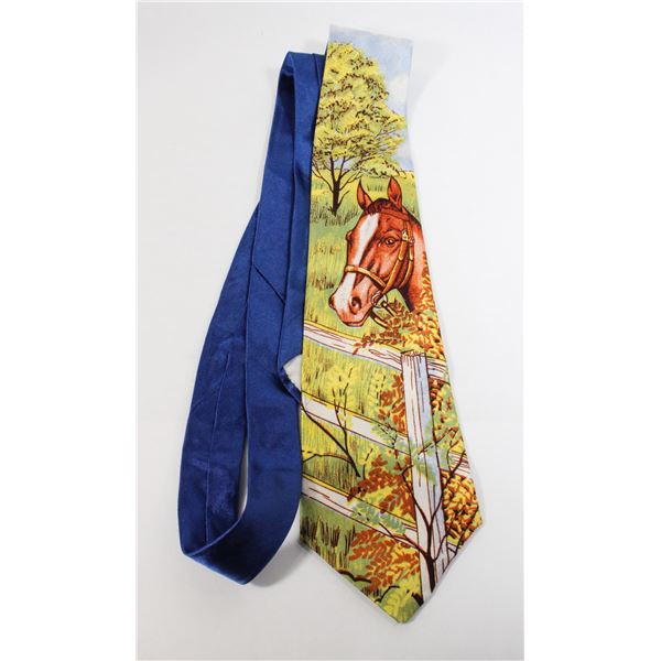 #826  VINTAGE MEN'S TIE FARM HORSE SCENE JAYMORE
