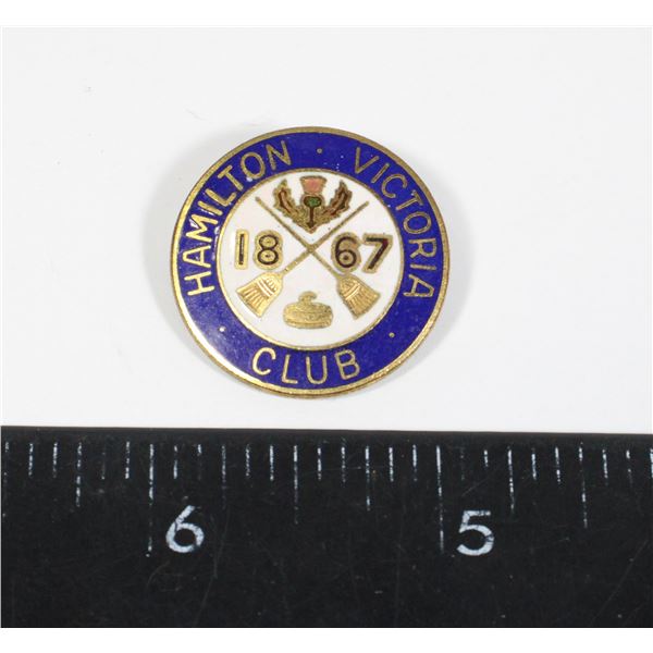 #871 HAMILTON VICTORIA CLUB CURLING PIN 1900'S