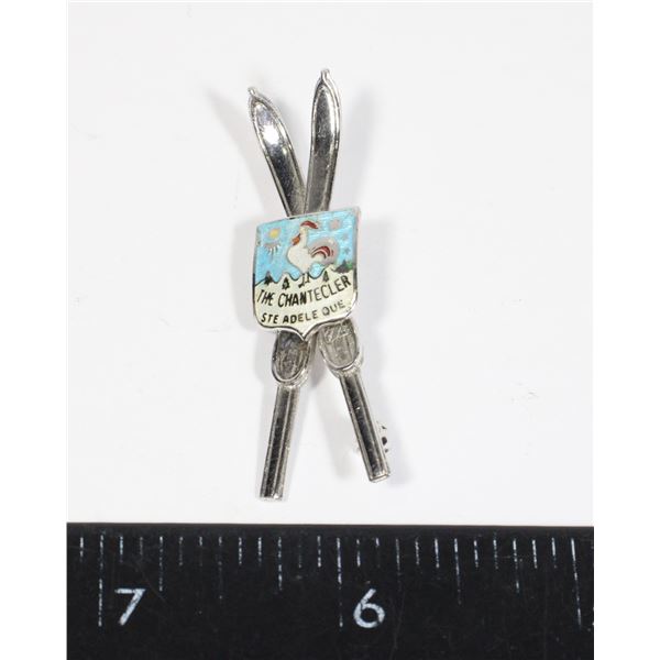 #875 STERLING SILVER SKI PIN CHANTECLER STE ADELE