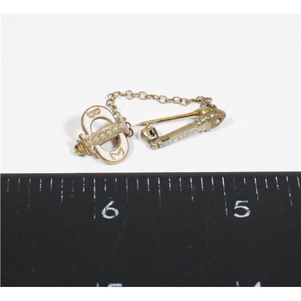 #879 MEN'S MASONIC PIN W/ DIAMOND GOLD FILLED