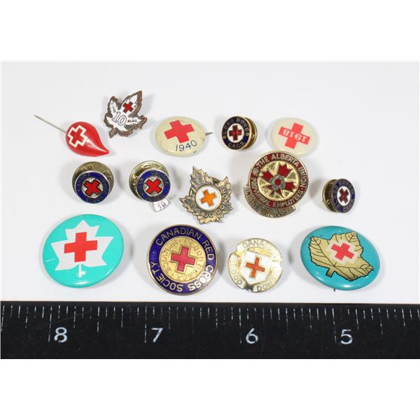 #880 LOT OF 14 CANADIAN BLOOD DONAR PINS INC WW2