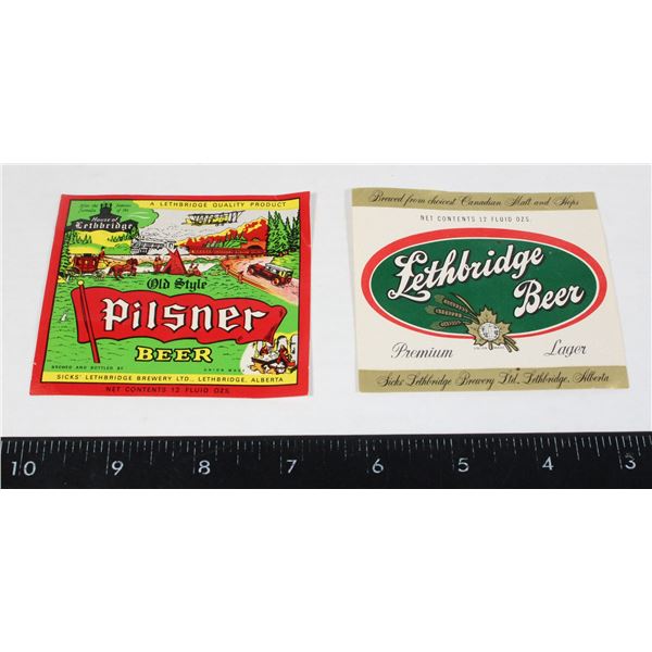 #890 LETHBRIDGE BEER + PISNER LETHBRIDGE LABEL LOT