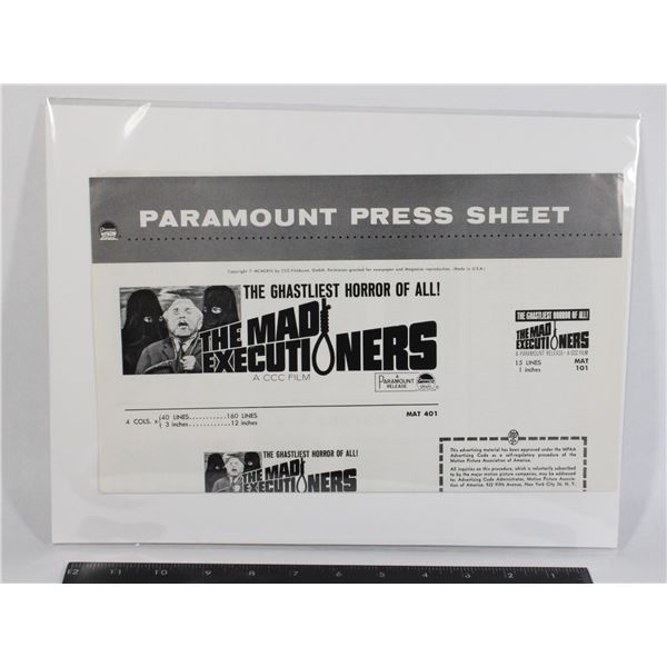 #919 HORROR MOVIE PROMO POSTER EXECUTIONERS