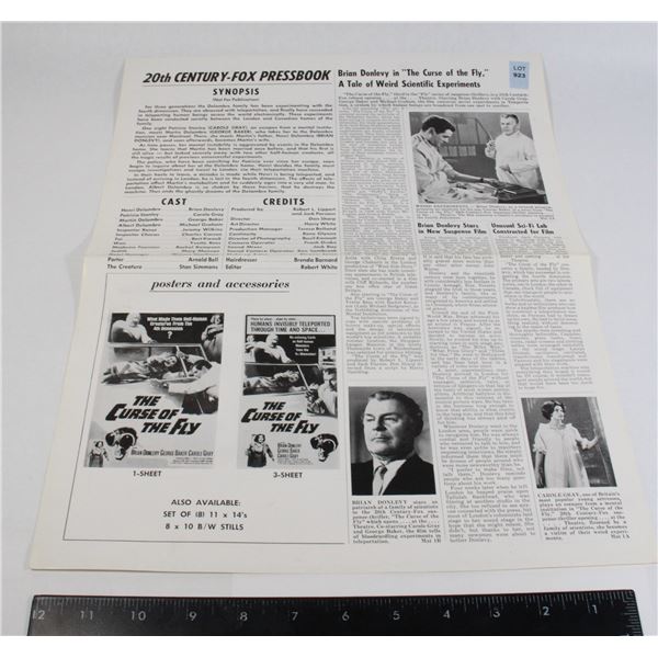 #923 THE CURSE OF THE FLY HORROR MOVIE POSTER 1965