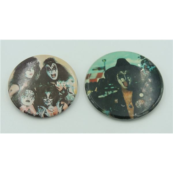 #716E 1970'S KISS BAND BUTTONS LOT OF 2