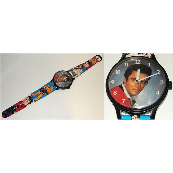 #716G LARGE ELVIS WALL CLOCK, SHAPED AS WRISTWATCH