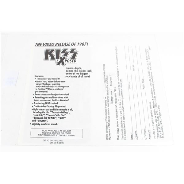 KISS PROMOTIONAL KISS EXPOSED VIDEO VHS 1987