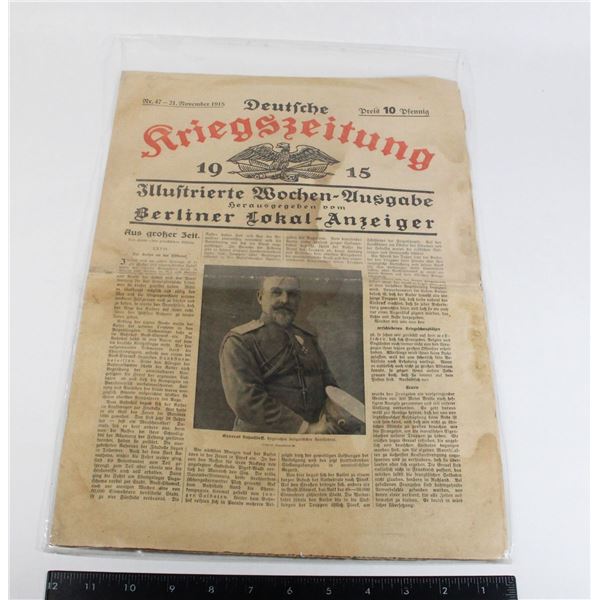 WW1 1915 GERMAN WAR NEWSPAPER PROPAGANDA