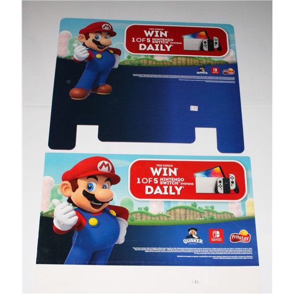 LOT OF 2 NINTENDO SWITCH MARIO CARD SIGNS